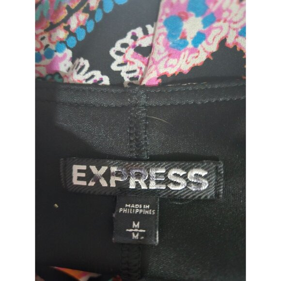 Express Dark Floral Paisley Mini Dress Size Medium Boho Multicolor Summer Short - Picture 5 of 10